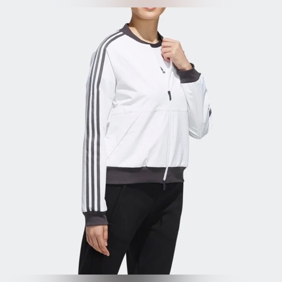 Adidas Stand Collar Sports Jacket White FK3509 medium - Picture 3 of 7